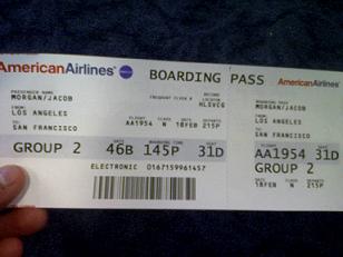 American Airlines Boarding Pass with Papa John’s Coupon