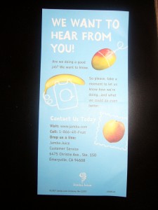 jamba juice says "we want to hear from you"