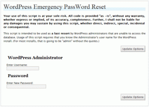 wordpress password reset